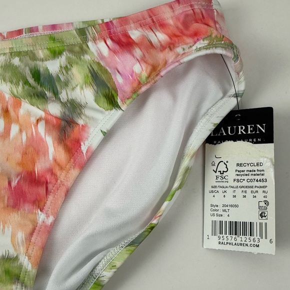 Lauren Ralph Lauren Bikini Bottom Womens US 4 Pink Green Floral Swim NWT - Picture 4 of 9